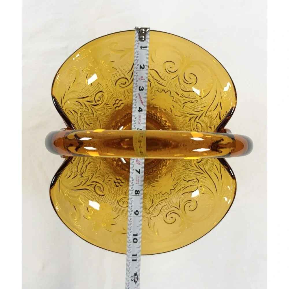 Vtg Indiana Glass Tiara Amber Sandwich Daisy 11